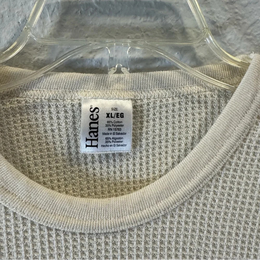 Hanes Cream Long Sleeve Thermal Shirt XL - Picture 2 of 6